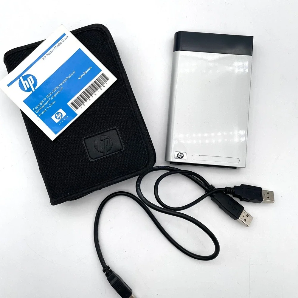 HP Pocket Media Drive 250GB PD2500s Silver Good Portable External HDD Case